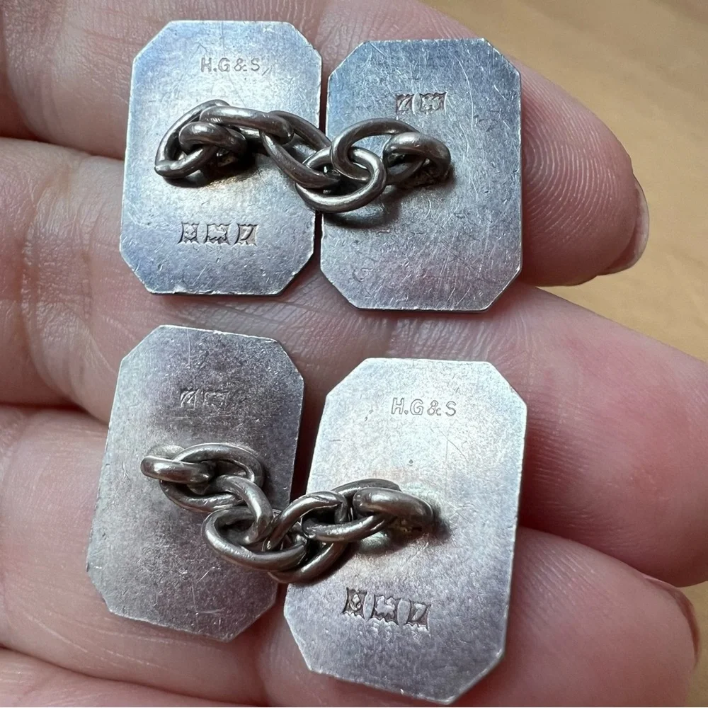 HENRY GRIFFITH & SONS ANTIQUE ENGLISH STERLING SILVER CUFFLINKS HALLMARKED